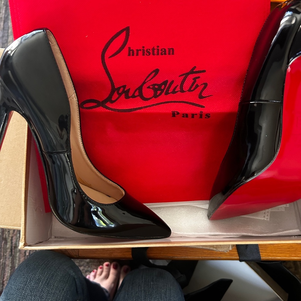 Christian Louboutin Glossy Black Heels with Red Soles